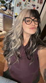 Ash Pinkish Blonde Mixed Black Wavy Synthetic Hair Wig NS521