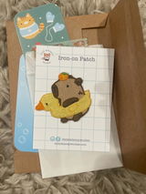 Capybara in Duck Floatie Embroidered Iron-On Patch