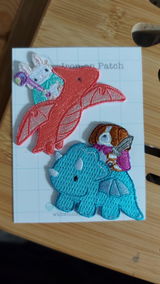 Bunny Mage Riding Dragon Embroidered Iron-On Patch