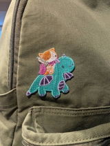 Cat Riding Dragon Embroidered Iron-On Patch