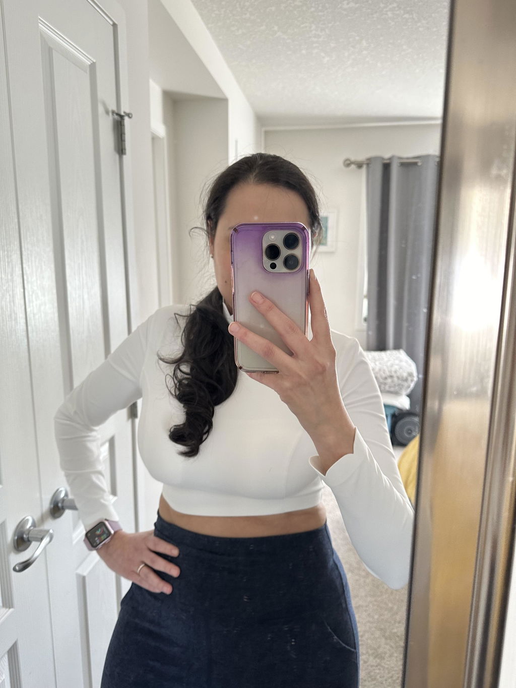 Open Back Long Sleeve Crop Top | White Crop Top | WISKII Active