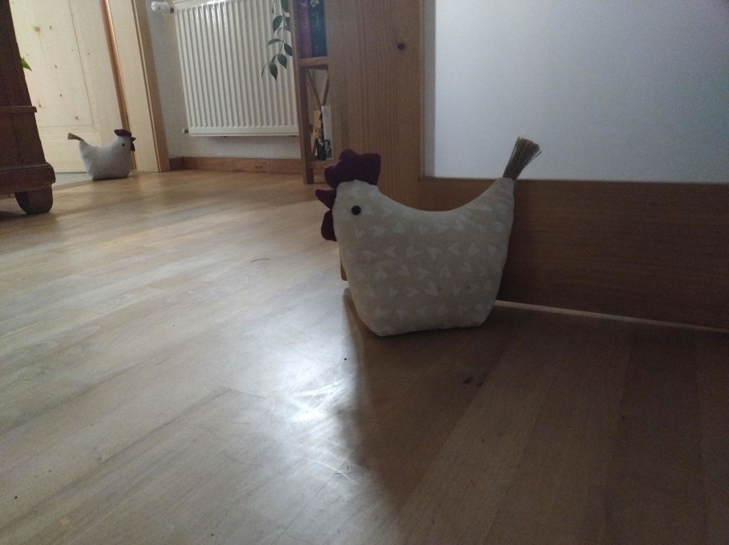 Deko Huhn Türstopper "Emma, Frieda & Lotte" Textil 3 Farben 26cm