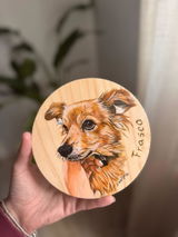 Retrato personalizado pintado a mano en Tabla de Madera Redonda