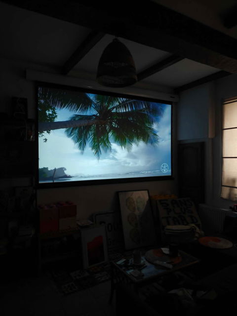 WUPRO Cinema FlowArc Luxury Smart Motorized Drop Down Projector Screen For Long Throw Projector
