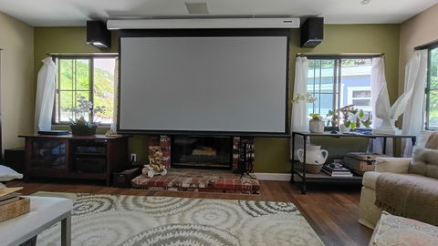 WUPRO Cinema FlowArc Luxury Smart Motorized Drop Down Projector Screen For Long Throw Projector