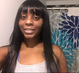 Wigs With Bangs Human Hair Straight Glueless Machine Made Wig Beginner Friendly
