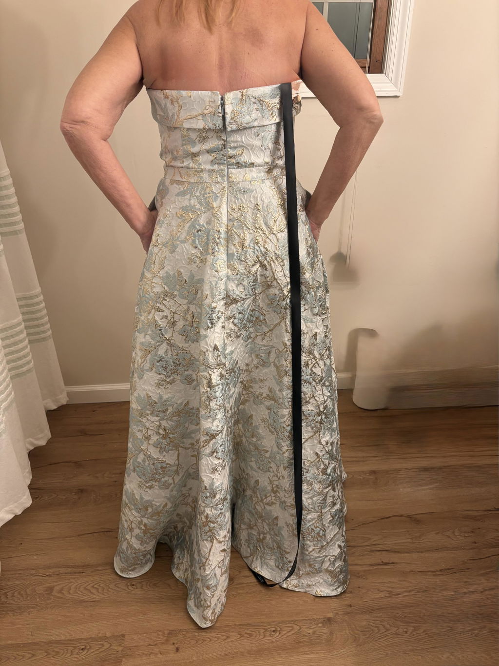 "Brandy" Brocade Strapless Floor Length Dress
