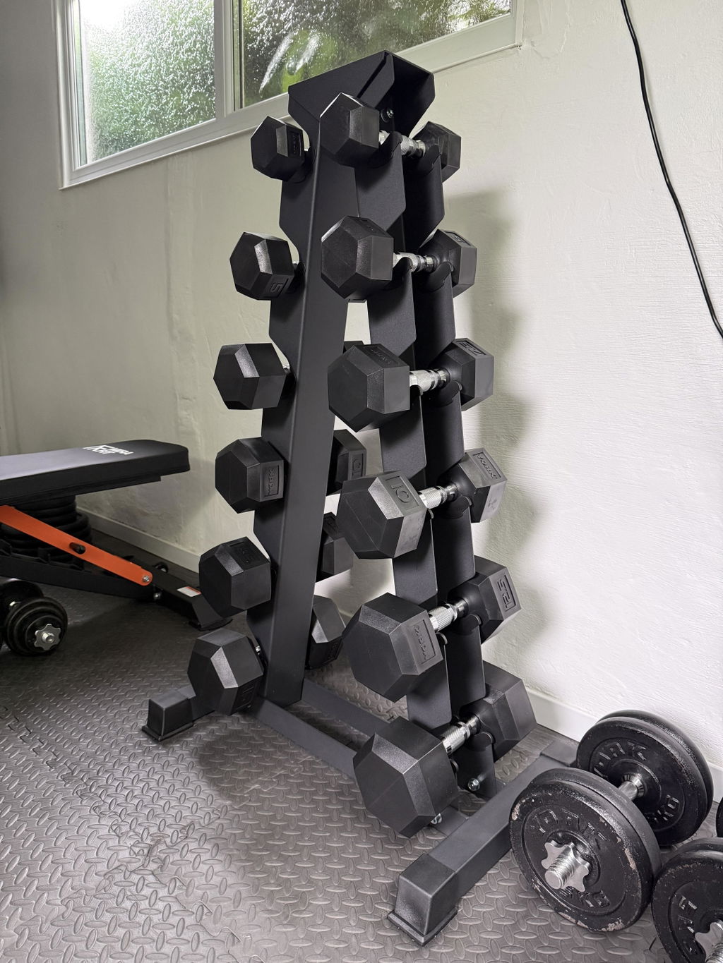 York Barbell PRO-Hex Dumbbells Bundle 105Kg + RACK