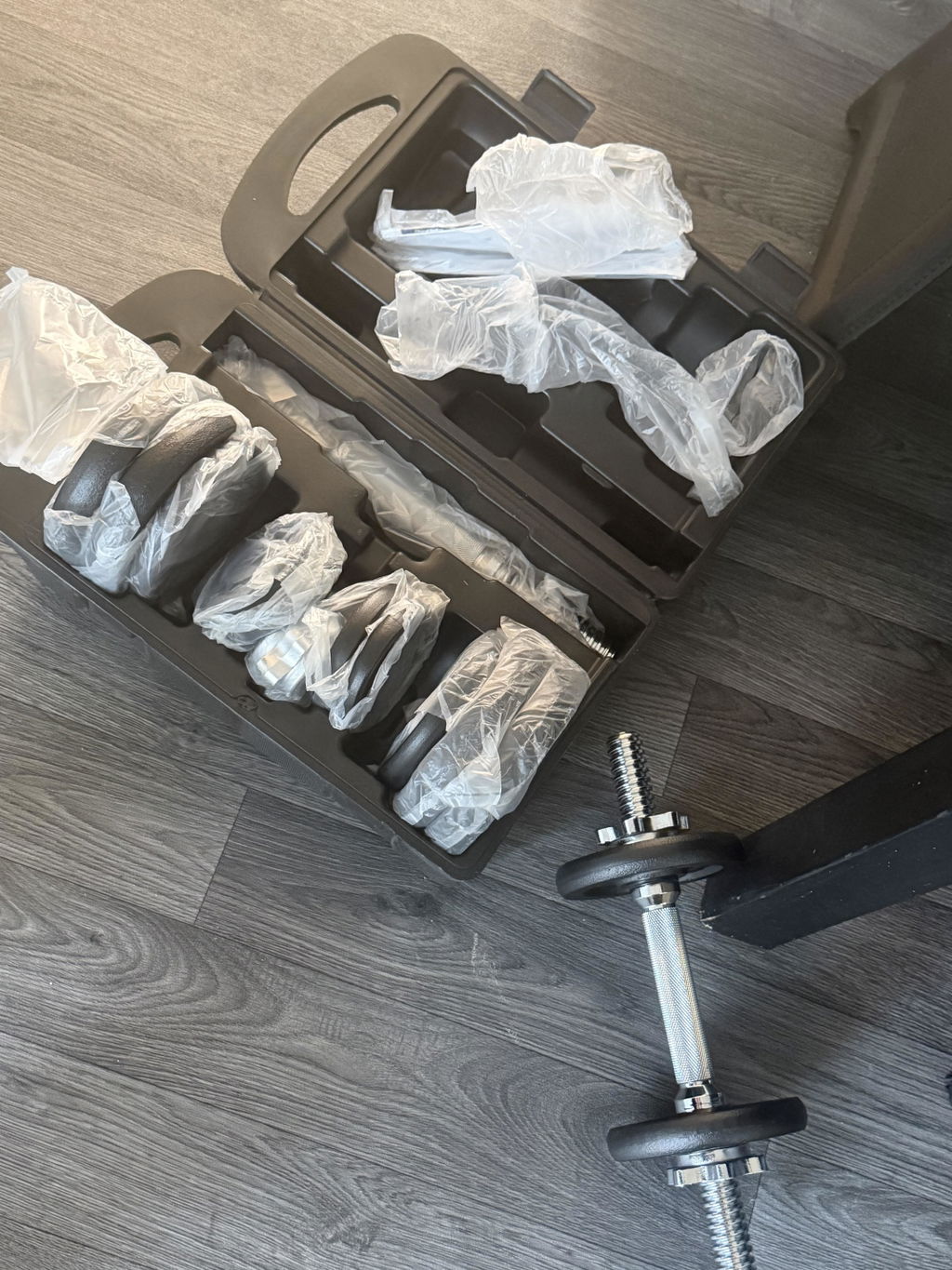 York Fitness 20kg Black Cast Iron Dumbbell Set and Case
