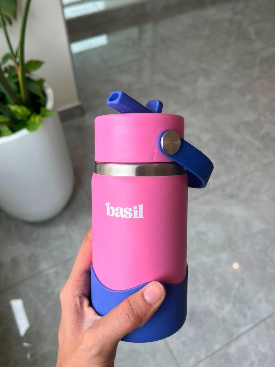 Purple Water Bottle with Easy Carry Handle for Kids | Basil