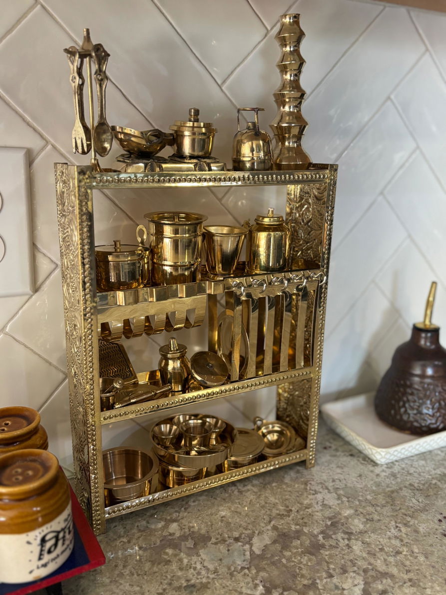 食器 kobutamana01 Bhatukali Brass Miniature Kitchen Set-41 Piece Toy & Home Décor